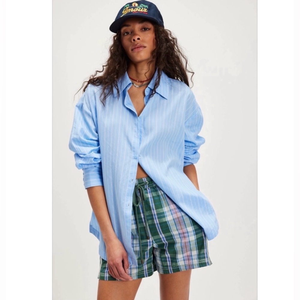 ▪️Free People Lee Striped Button-Down in Oxford Combo